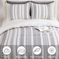 thumbnail image 2 of Haperlare 3 Pcs King Size Cotton Duvet Cover Set Boho Yarn-Dyed Geometric Textured Farmhouse Duvet Cover Set with Waffle and Tufted Dots, Gray, 2 of 9
