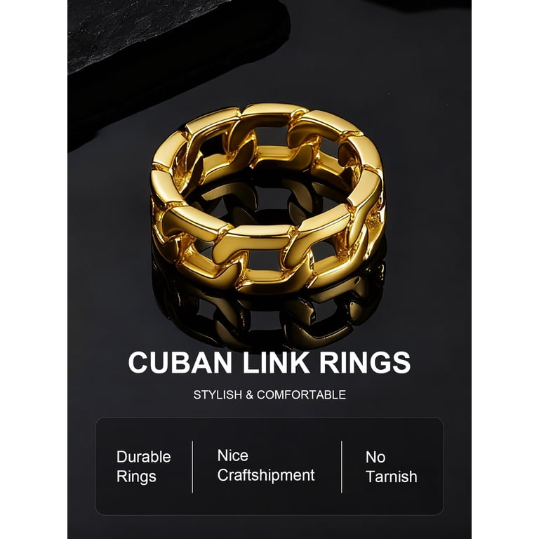 ChainsProMax Stainless Steel Men Rings Size 8 Steel Chain Link