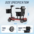 thumbnail image 5 of REARFIT Lightweight 4 Wheel Mobility Scooter for Seniors, Cruise Airport Approved, 43lb Foldable Mobility Scooter with Removable Lithium Battery for 12.4 Miles Travel, 300lbs Capacity, Red, 5 of 13