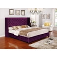 thumbnail image 5 of Leonel Signature Queen Velvet Upholstered Button Tufted Wingback Bed Set, Purple, 5 of 6