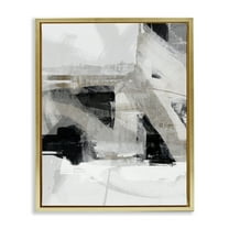 Stupell Industries Urban Industrial Complex Abstract Painting Gold Floater Framed Canvas Art Print Wall Art, 17 x 21