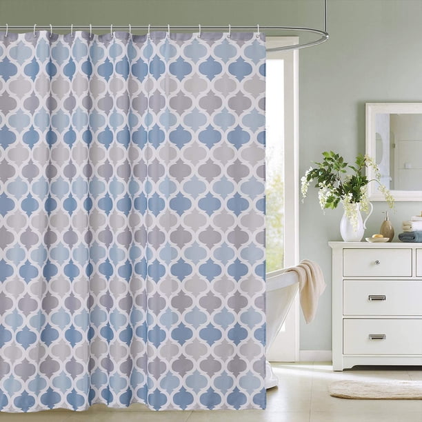 Shop Cortina de Ducha 180 x 180 cm Cortinas de Ducha de poliéster Antimoho Revestimiento de Ducha de Tela Impermeable Cortina de baño de bañera Larga con 12 Ganchos de Anillas de Cortina brillar Electrónica