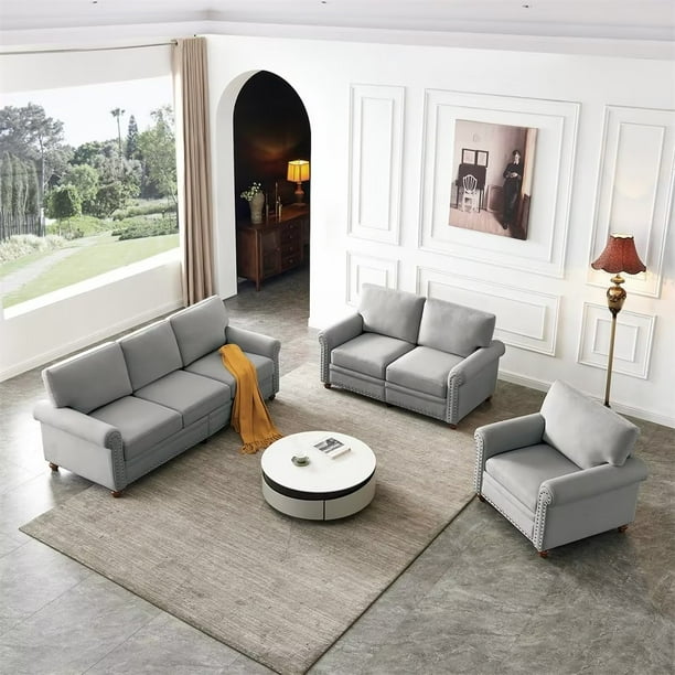 Nailhead trim sofa and loveseat discount