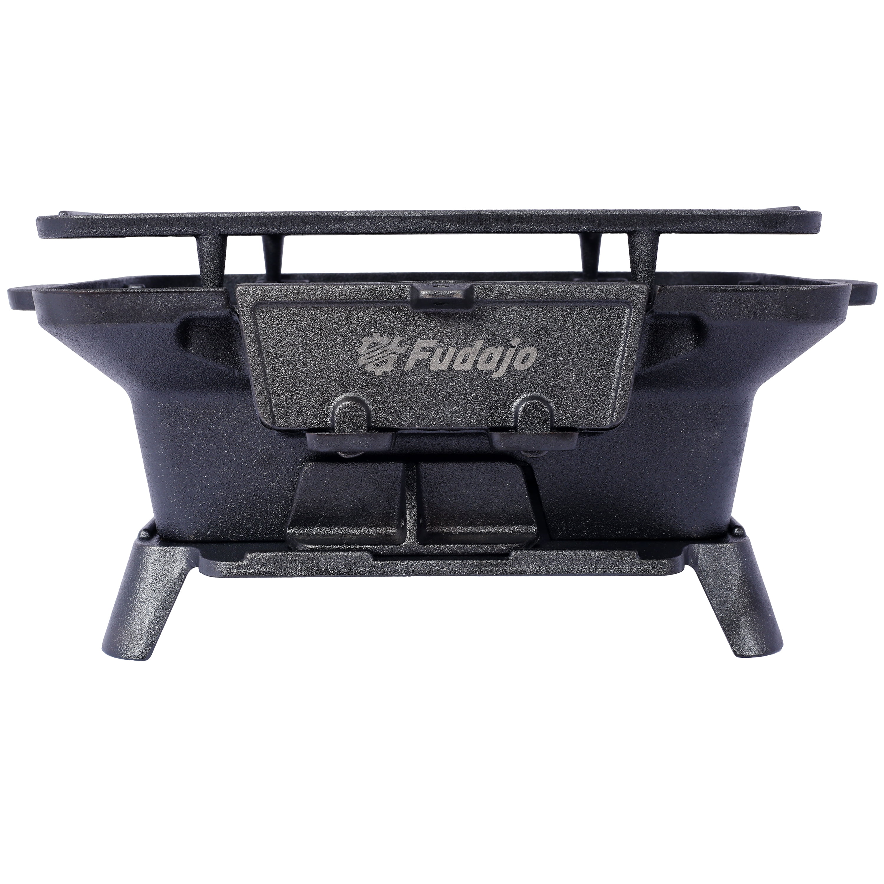 Oval Cast Iron Portable Charcoal Grill, 100% Heavy-Duty Tabletop Hibachi Grill with Enamel Coating, Heat Retention Mini Camping Stove for Outdoor Picnic Tailgating Hunting Backyard Cooking