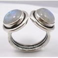thumbnail image 3 of 925 Solid Silver Rainbow Moonstone 2 Jewel Urban Style Adjustable Ring Size 9, 3 of 3