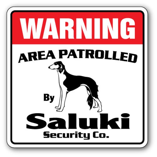 SignMission 12 x 8 in. Saluki Security Decal - Area Patrolled Pet Kid Warning Guard Owner Fun Dog Vet