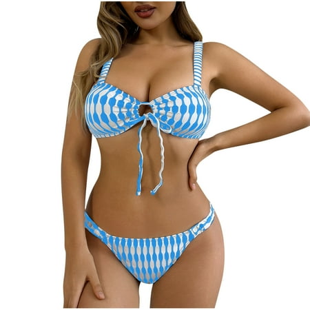 MIUOWANP Summer Women s High Waist Bikini Set 2-piece Women s Thong Bikini Set