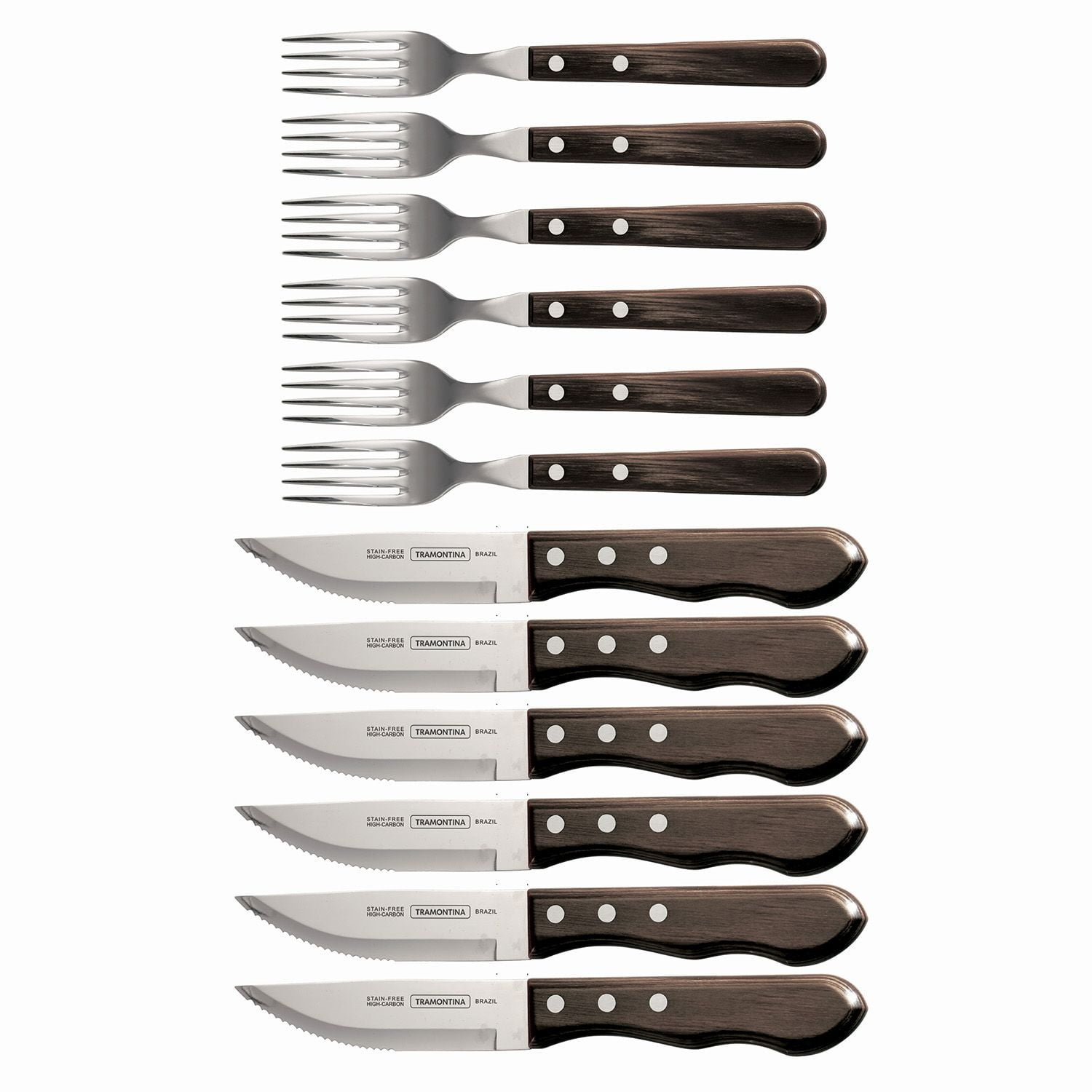 TRAMONTINA 12Piece Porterhouse Steak Knife and Fork Set