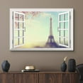 thumbnail image 2 of wall26 Canvas Print Wall Art Window View Landscape Eiffel Tower &amp; Cherry Blossoms Nature Wilderness Photography Modern Art Rustic Scenic Colorful Multicolor for Living Room, Bedroom, Office - 32&, 2 of 5