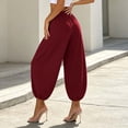 thumbnail image 5 of Mifsaly Harem Pants Women High Waisted Wide Leg Alloon Pant Comfortable Lightweight Flowy Office Work Elegant Outfits Red,S, 5 of 7