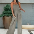 thumbnail image 3 of Combinaison Décontractée pour Femmes, Dos Nu, Taille Haute, Couleur Unie, Plage, 3 of 9