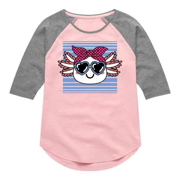 Instant Message - Girls Love Big Bows - Toddler & Youth Girls Raglan Graphic T-Shirt
