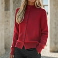 thumbnail image 2 of Soft Knit Cardigans for Women Sweaters Button Down Jacket Casual Long Sleeve Crew Neck Solid Fall Knitwear Clothes (XL, Red), 2 of 4