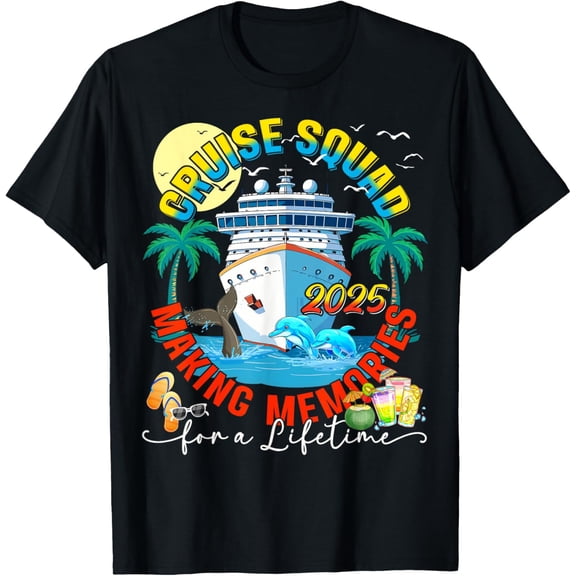 Cruise Squad 2025 Making Memories Family Cousin Crew Summer T-ShirtMen's and women's gift, black and white T-shirt, size: Extra large S-4XL