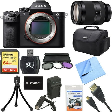 Sony a7S II Full-frame Mirrorless Interchangeable Lens Camera 24-240mm Lens Bundle includes a7S II Body, 24-240mm Telephoto Zoom Lens, 72mm Filter Kit, 64GB Memory Card, Beach Camera Cloth and More