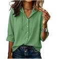 thumbnail image 3 of Aezemi Womens Button Hoodie Shirts Lightweight 3/4 Sleeve Loose Fit Drawstring Hooded Faux Cotton Linen Blouses Summer Spring Beach Vacation Sun Protection Tees S, 3 of 7
