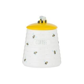 White Bumble Bee Kitchen Canisters, Tea Coffee Sugar Jars #bee