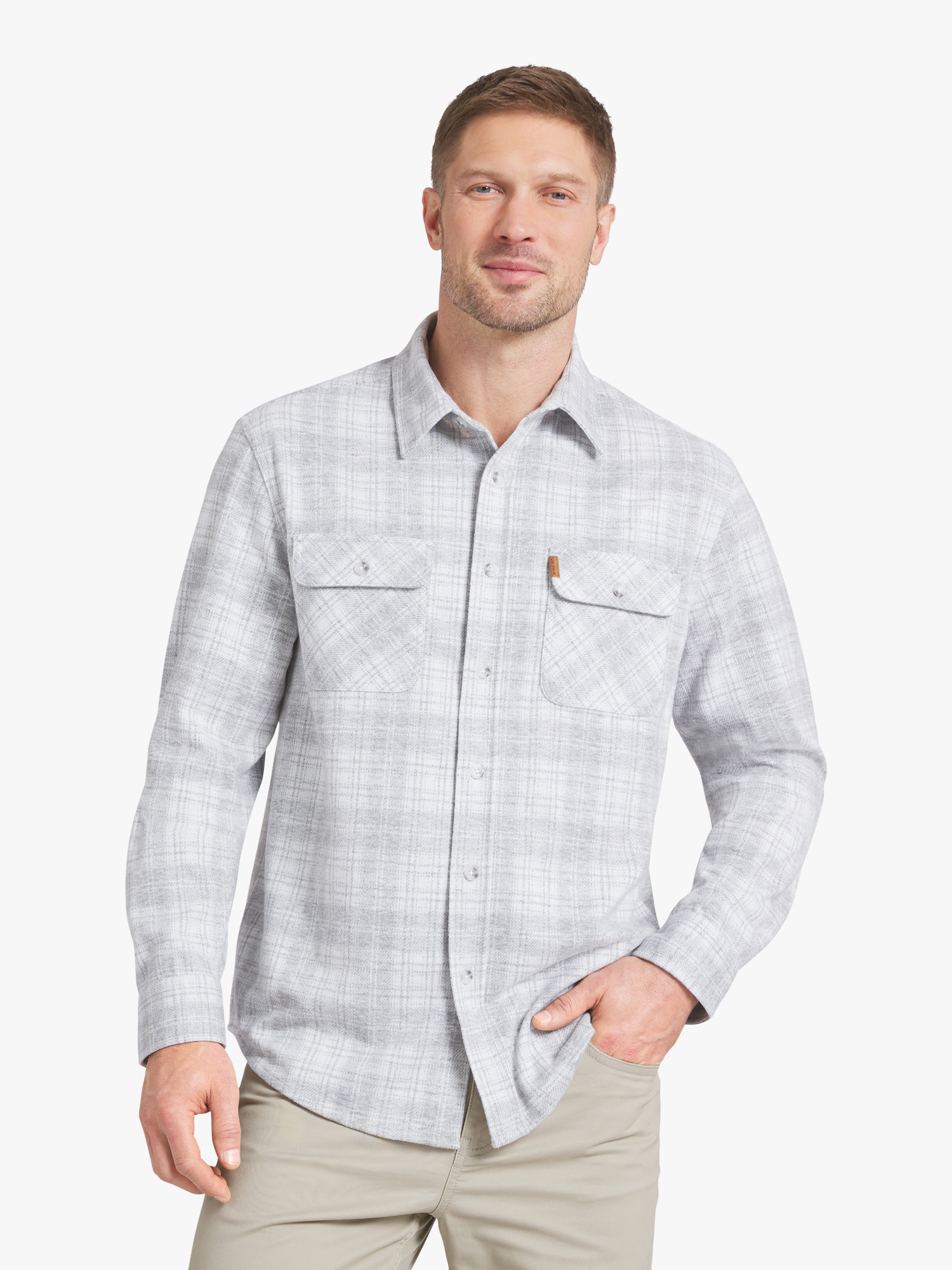 Chaps Men's & Big Men's Long Sleeve Knit Flannel Shirt, Sizes S-3XL