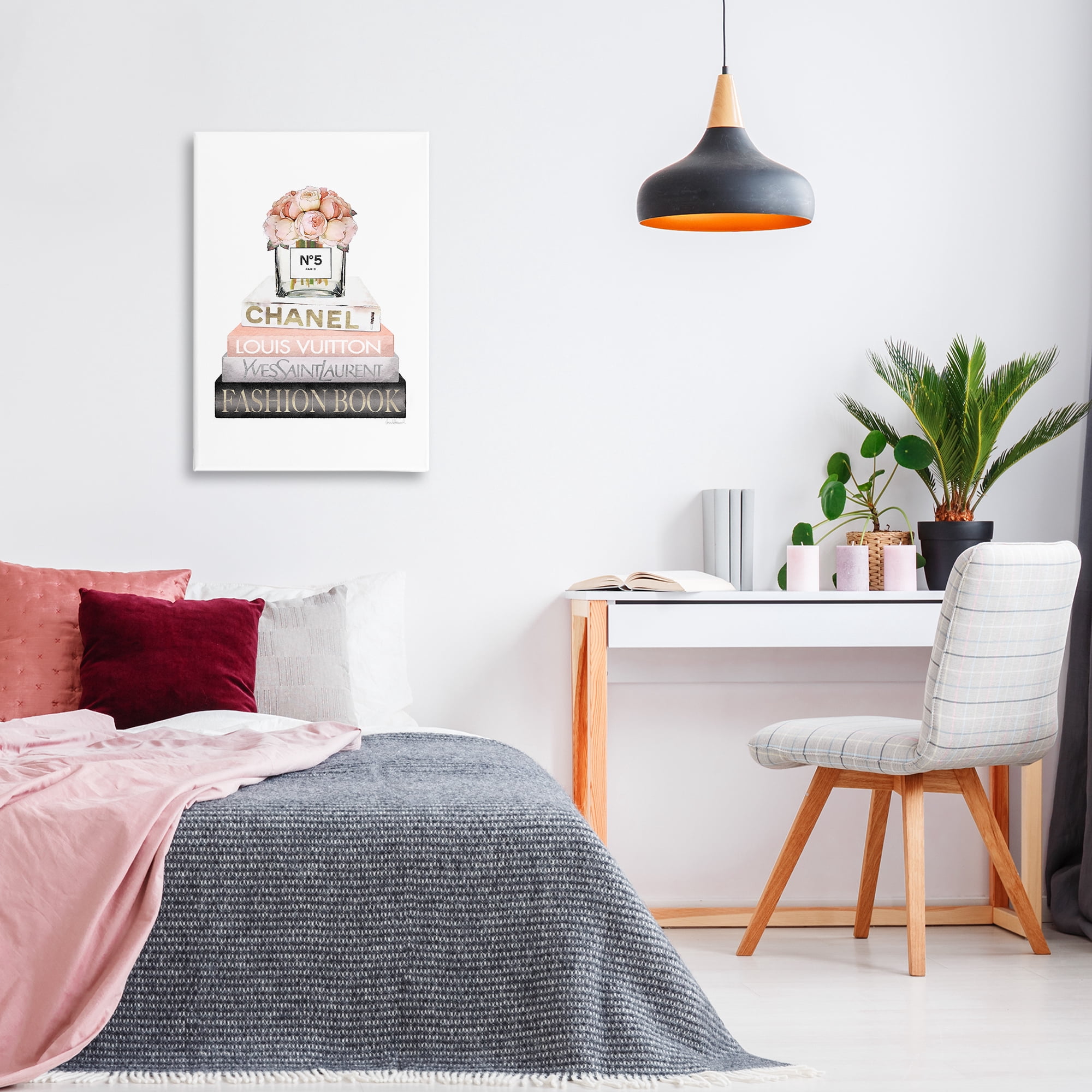 Stupell Industries Fashion Bookstack Peonies Botanical & Floral Painting Gallery Wrapped Canvas Art Print Wall Art, 20 x 30