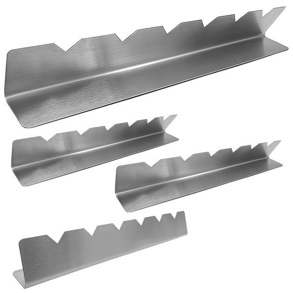 4 PCS Stainless Steel Skewer Holders, Serrated BBQ Long Skewer Rack for Grilling, Space-Saving Stackable Design for Meat and Vegetables, 11.8 x 1.8 x 1.2 in