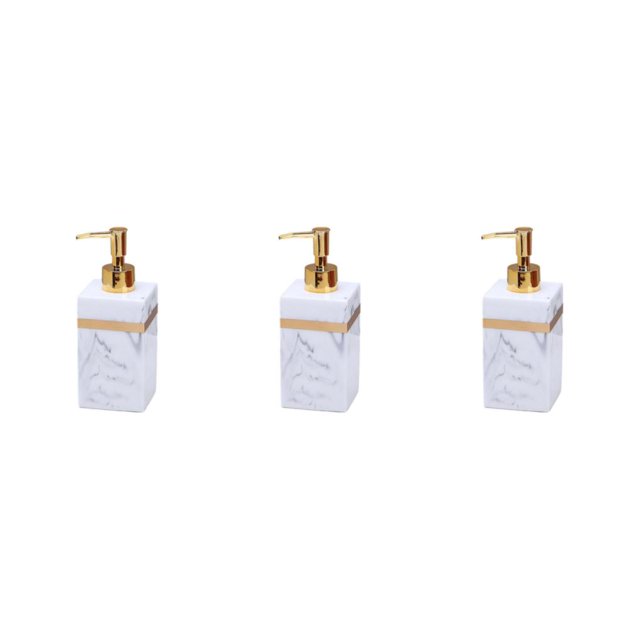 Ruiboury Distributeur de Savon en Résine Réutilisable pour Table Cuisine Douche Shampoing Salle de Bain Blanc Or 500ml 3Ensemble