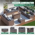 thumbnail image 6 of Clouddwell 11 Piece Patio Furniture Set with 44” Fire Pit Table Wicker Rattan Patio Conversation Set Outdoor Sectional Sofa Set with Coffee Table and Gray Cushions(Waterproof Cover Included), 6 of 9