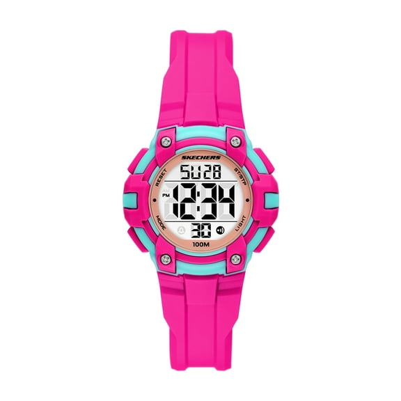 Skechers Women's Anoka Digital, Pink Polycarbonate Watch