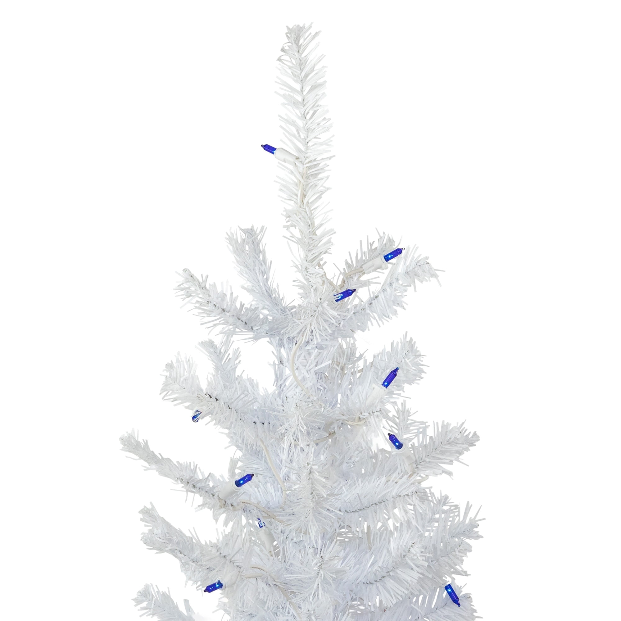 4' Pre-Lit Woodbury White Pine Slim Artificial Christmas Tree Blue