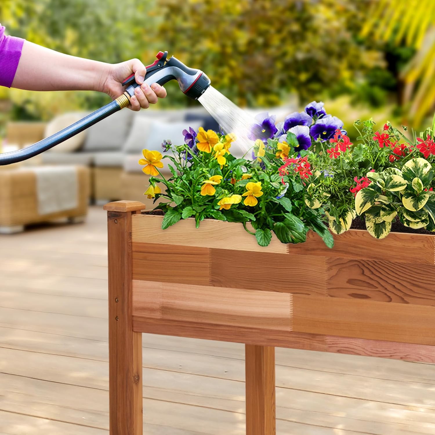 Jumbl Raised Garden Bed, 72 x 23 x 30 in, Canadian Cedar Wood Herb Garden Planter with Legs