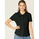 thumbnail image 2 of Camisa de Manga Corta Allegra K Suave Con Botones Cuello Peter Pan Dulce Mujer Negro M, 2 of 6
