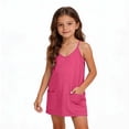 thumbnail image 3 of Bovxnpu Girls Summer Tennis Shorts Overall Sleeveless Jumpsuits Girls Solid Pocket Sleeveless Romper V-Neck Tennis OutPants, 3 of 9