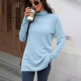 thumbnail image 2 of ZUKMRJPC Women's Turtleneck Tunic Sweaters Trendy Knitted Cotton Solid Color Sweatshirt Loose Fit Casual Long Sleeve Pullover Tops, 2 of 7