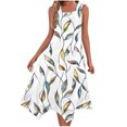 thumbnail image 2 of JTZGDY Women's Casual Summer Dress Retro Floral Printed Sleeveless Sundress Hankerchief Hem Midi Tank Dresses Loose Flowy Crewneck Beach Dress with Pockets White#03 M, 2 of 7