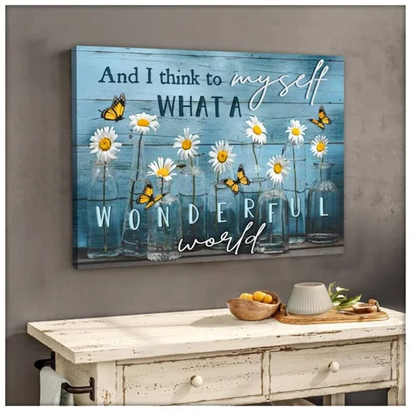 Kna Prints - Butterfly Poster Wall Art - And I Think To Myself What A Wonderful World, Hom For Home Decor, Living Room, Bedroom, Office, UNFRAMED-8x12