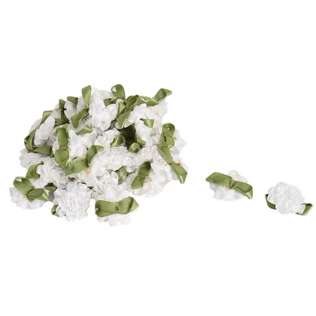 English Rope Satin - Satin Artificial Decorative Appliques Rose Bows Ribbon Flower White 40 PCS