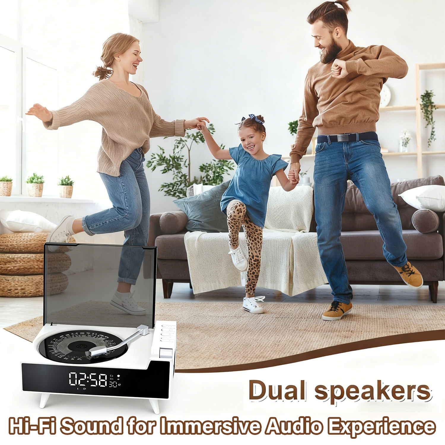 ST-CARE Rechargeable Vintage Portable CD Player with Bluetooth for Home, White