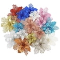 thumbnail image 2 of HUUXIW 10pcs Christmas Glittering White Gold Flowers,Artificial Flowers Wedding Decorations,Glitter Christmas Flowers for Christmas Tree Wreaths Garland Ornaments, 2 of 13