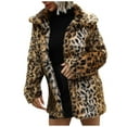 thumbnail image 2 of Puntoco Mujeres Damas Cálido Faux Furry Coat Chaqueta Invierno Leopard Turn Down Collar Prendas de abrigo Flash Picks Puntoco Puntoco-7072, 2 of 9