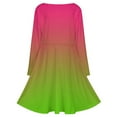 thumbnail image 5 of Pink Green Gradient Long Sleeve Dresses For Women Vintage Elegant Party Dress Oversized V-neck Dress S-8XL, 5 of 7