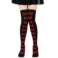 thumbnail image 1 of Xiao Hua Medias largas hasta el muslo para Halloween, por encima de la rodilla, para cosplay, festivales, color hueso negro y rojo., 1 of 3