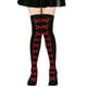 thumbnail image 1 of Zhuge 2 pares de medias largas hasta el muslo para Halloween, medias por encima de la rodilla, calcetines para festivales de cosplay, color negro y rojo hueso, 1 of 3