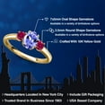 thumbnail image 2 of Gem Stone King 10K Yellow Gold Blue Tanzanite and Red Created Ruby Engagement Ring for Women | 1.25 Cttw | Oval 7X5MM | Gemstone December Birthstone | Size 6, 2 of 6