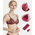 thumbnail image 4 of ATOYSOY Women's Floral Lace Bra Demi Sheer Mesh Bralette Unlined Underwire Embroidered Mesh Soft Bralettes Everyday Underwear (Wine,S), 4 of 9