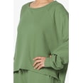 thumbnail image 5 of TheMogan Women's S~3X Cotton Terry Long Sleeve Oversized Top & Drawstring Shorts SET, 5 of 7