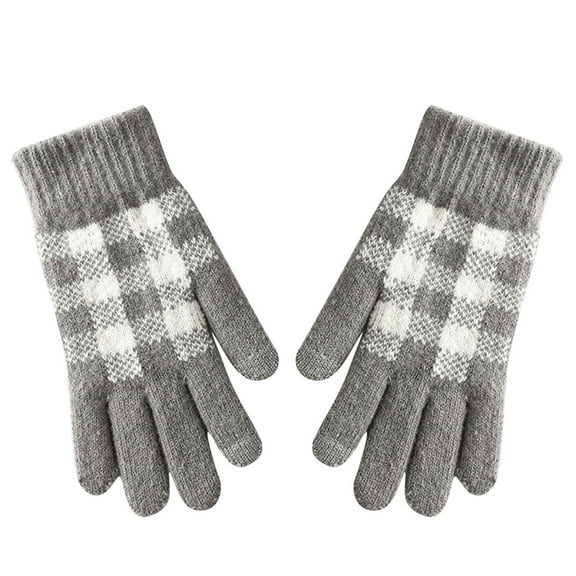Yanyanz Gloves Mittens, Women Winter Screen Gloves Warm Knit Gloves Elastic Cuff Winter Men Texting Gloves, Gloves Gray One Size