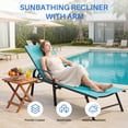 thumbnail image 3 of EDX Park Steel Stacking Chaise Lounge Chair for Outdoor Patio, Cyan, 3 of 10