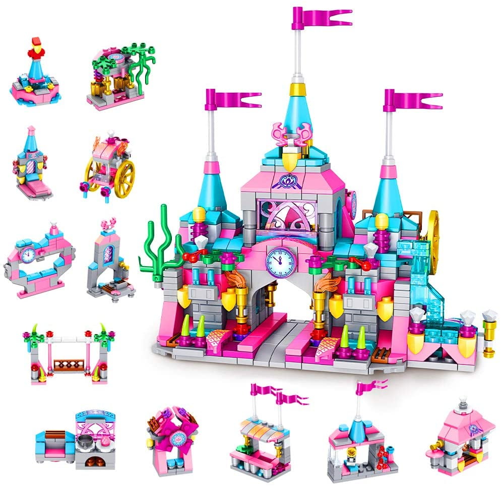 VATOS Girls Building Blocks Set Toy,Princess Castle Toys for Girl,Pink Palace Bricks Toys,STEM Construction Kits for Kids,25 Play Style and 568 PCS in Total,Girls Toys Gift for Age 6 7 8 9 Years Old 