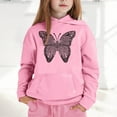 thumbnail image 2 of Telankuip Hoodies for Teen Girls Trendy Large Butterflies Graphic Preppy Kid's Sweatshirts Casual Loose Fit Comfort Long Sleeve Hooded Pullover Tops with Pocket Pink 8-9 Years, 2 of 4