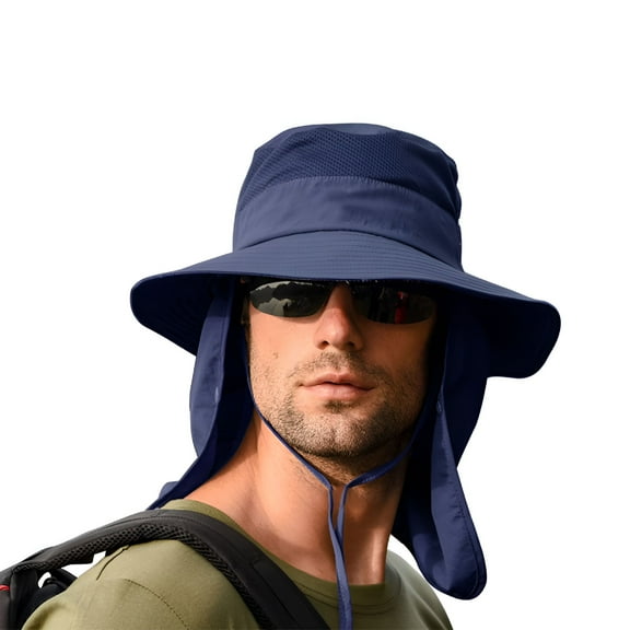 TELOLY Unisex Sun Bucket Hat Neck Flap Cover,Wide Brim Fishing Safari Cap Uv Protection Fishing Hats