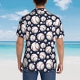 thumbnail image 6 of Daiia Cute Basebal Hawaiian Shirt for Men Gentle Cotton Regular Short Sleeve Casual-Small, 6 of 9